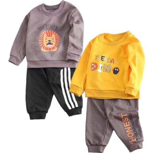 New Fashion Girls Long-Sleeved Top + Trousers 2 PCS Boys Cotton Clothes Tracksuit Children Casual Toddler Kids Sets Clothes