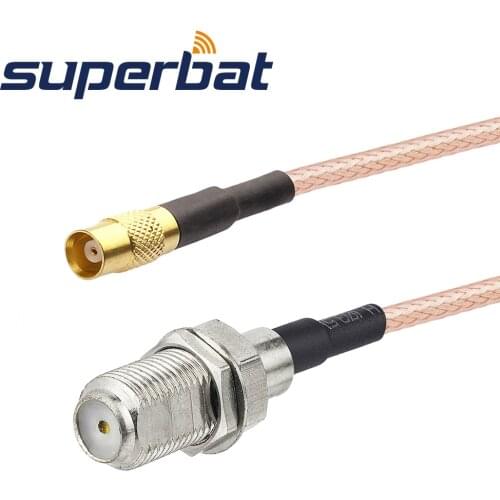 Supetbat MCX Female Jack Straight to F Female Bulkhead Straight Pigtail Cable RG316 15cm