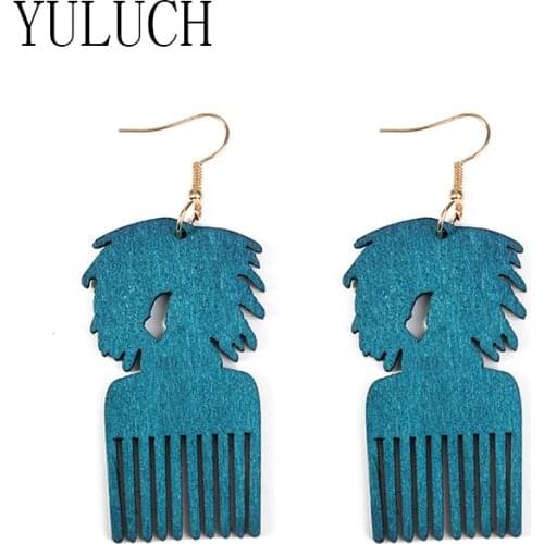 YULUCH New woman wood comb earrings for girls art retro pendant jewelry special birthday gift elegant women earrings wooden