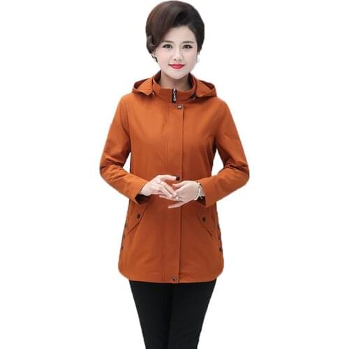 Womens Windbreaker 2020 New Spring Autumn Fashion Trench Overcoat female Middle-aged Elderly Mother Trench Coat Plus Size 5XL
