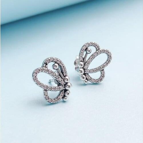 Original S925 Sterling Silver Pan Earring New Style Flying butterfly wing Earrings For Women Wedding Gift Fashion Jewelry