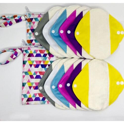 12pcs everyday use panty liner with 2 pcs reusable sanitary pads bag, wholesale washable cloth pads