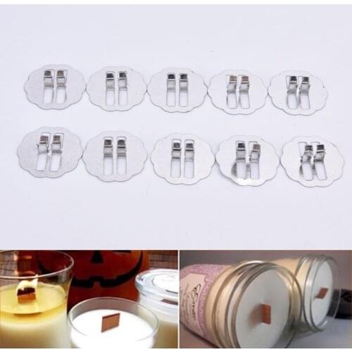 10pcs Wood Candle Wicks Base Clip Iron Candles Making DIY For Wicks Materials Holder Stand Handmade Kit