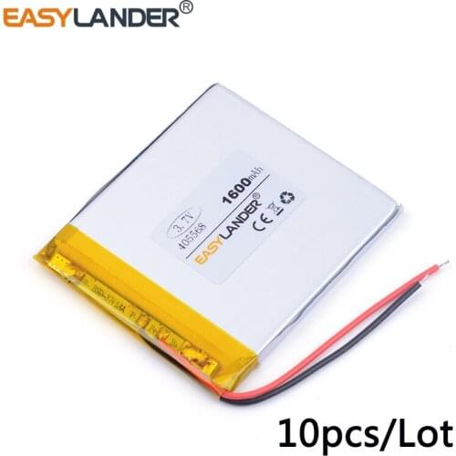 10pcs /Lot 3.7v lithium Li ion polymer rechargeable battery 405568 1600MAH For Mobile Power Bank DIY E-book Vedio Game PDA Tools
