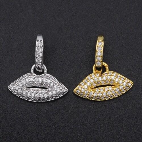 19x16mm 100% CZ Zircon DIY Jewelry Lip Charm Pendant Wholesale Fashion Jewellery Pendants Jewellwery Finding Supplies