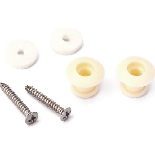 2 Pieces Cream ABS Plastic Straplock Strap Lock for Acoustic Electric Guitar Bass