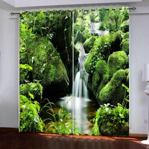 3D Curtains Custom Photo Moss running water Curtain Living Room Bedroom kitchen blackout Curtains home decor Curtain