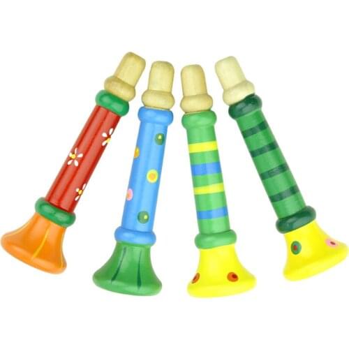Kids Educational Toys 4 Pcs Baby Wood Musical Instrument Toys Wooden Vertical Whistle Toy Random Color For ChildrenS Gift