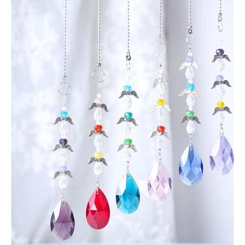 H&D 6pcs Crystal Guardian Angels Suncatchers 38mm Crystal Prisms Pendants Rainbow Maker Collection Hanging Ornaments For Home