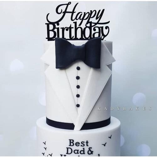 Acrylic Suit Tie Concise Atmosphere Happy Birthday Decorating Cake Topper Kids Boy Birthday Party Cake Toppers Decoration