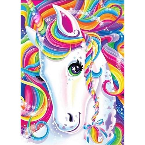 Rainbow Horse Diamond Painting Animal Cartoon Children DIY Mosaic Embroidery 5D Cross Stitch Gifts Home Decoration