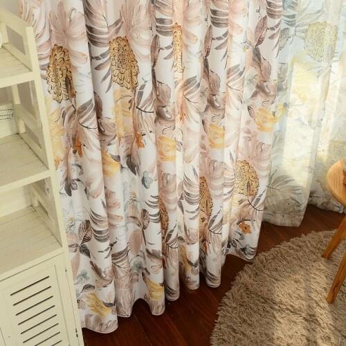 American country style Curtains for Living Dining Room Bedroom Plant Printing Linen Curtain Tulle Finished Product Customization
