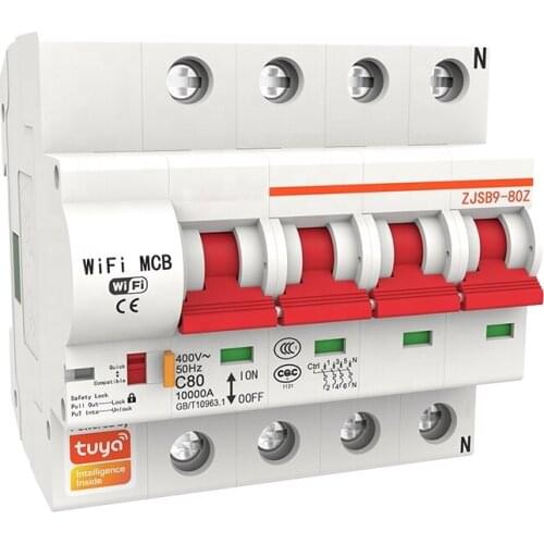 Smart Breaker Tuya 4P Remote Control Reclosing Wifi Circuit Breaker 400V 10A