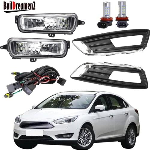 Car Front Bumper Fog Light Assembly Lampshade H11 Bulb Harness Wire Bracket Cover For Ford Focus Mk3 2015 2016 2017 2018