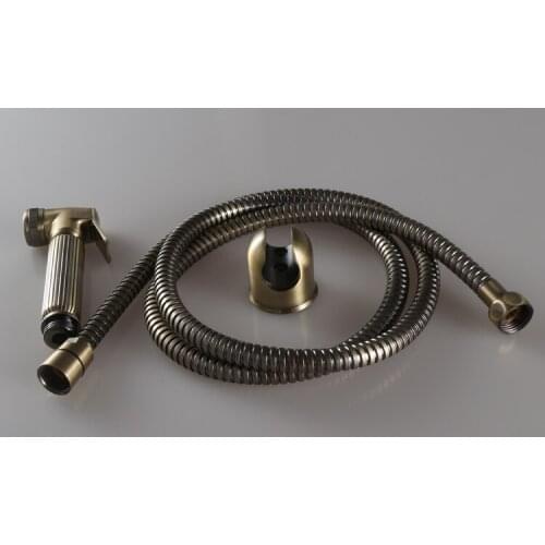 Free ship Antique brass Hand held bidet shattaf kit sprayer douche set with hose Bracket New