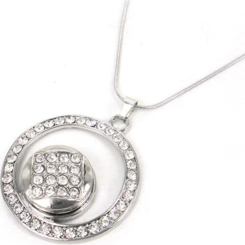 Free shipping new arrival snake Chain Necklace with crystal circle DIY Fashion metal button Jewelry