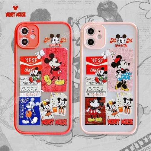 Mickey Minnie Cartoon Mobile Phone Case for Iphone 12 Pro Protective Cover XR Skin-feeling Frosted Shell 11 Accessories Gifts