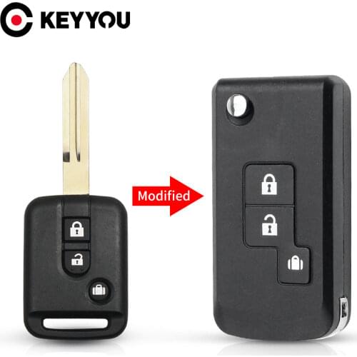 KEYYOU For Nissan Qashqai Primera Micra Navara Almera Note 350Z Pathfinder Key Case 2/3 Buttons Modified Key Shell Replacement