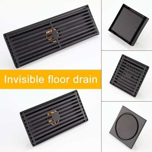 Black Bathroom Washing Machine Balcony Floor Drain Stainless Steel Material Rapid Drainage Large Displacement Anti Cloggin