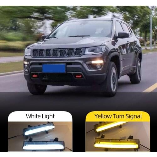 CSCSNL 2Pcs For Jeep Compass 2017 2018 2019 yellow turn Signal Relay 12V LED DRL daytime running light fog lamp
