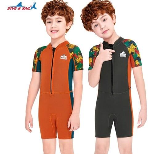 Kids Wetsuit Shorty, 2.5mm Neoprene Thermal Swimsuit Toddlers Girls Boys Front Zipper Keep Warm for Diving Surfing Swim Lessons