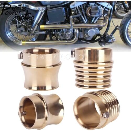 For Harley BSA Sportster xs650 Chopper Bobber Cafe Racer Scrambler 1Pair 2.5"/2.25" Motorcycle Old Shool Solid Brass Exhaust Tip