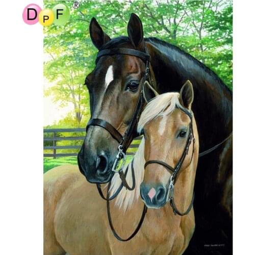 DPF 5D Round full Diamond painting Cross Stitch Diamond Embroidery Needlework horse mon and son diamond Mosaic decor crafts