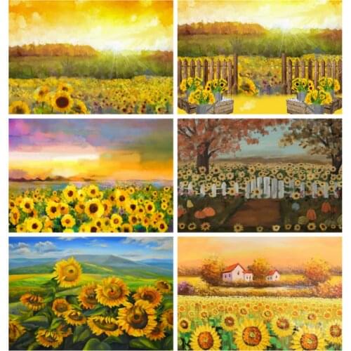 Photography Background Watercolor Sunflowers Easter Spring Newborns Child Photo Backdrop for Photographic Studio Photocalls Prop