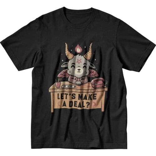 Cool Hail Baphomet Horror Funny Evil T Shirt Men Short Sleeve Pure Cotton T-shirt Casual Satan Demon Goat Tee Streetwear Tshirt