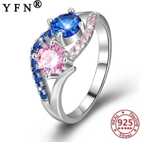 YFN 925 Sterling Silver Rings For Women Crystal Zircon Womens Jewelry Silver Ring Wedding Engagement Ring Womans Gifts Jewelry