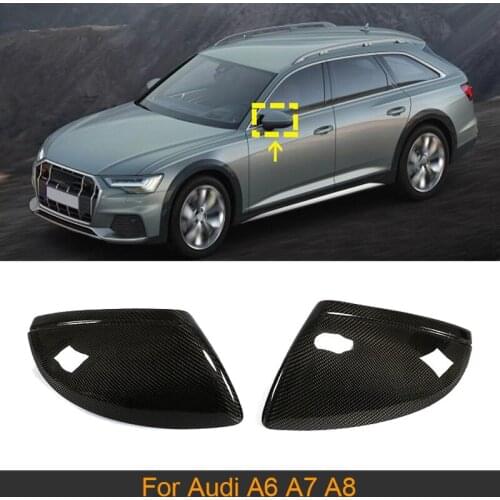 Carbon Fiber Car Rear View Mirror Cover Cap Sehll For Audi A6 A7 A8 Sedan Hatchback 4-Door 2019 2020 Replacement