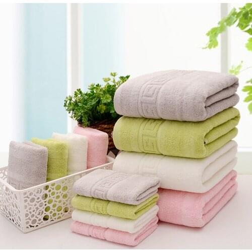 3pcs/Set) 4 Colors New Fashion Bath Towel Set 1*70cm*140cm & 2*34cm*74cm 100% Cotton Bath Towel Piece Set Face Towel Wholesale
