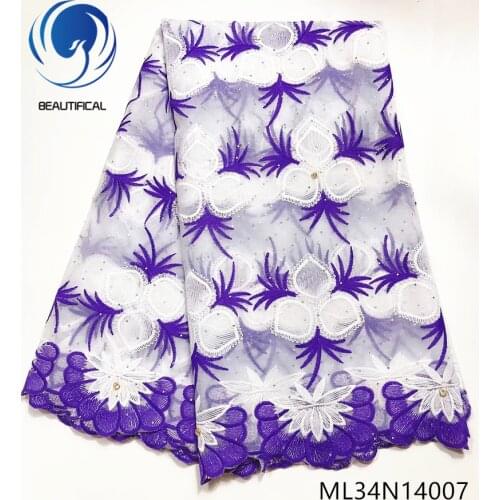 BEAUTIFICAL lace polyester embroidery nigerian french tulle lace dresses fabric 5 yards/lot ML34N140
