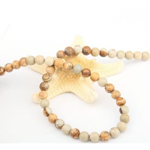Round Natural Stone Beads Picture Stone for Jewelry Making Beadwork DIY Bracelet Necklace 4/6/8/10/12mm