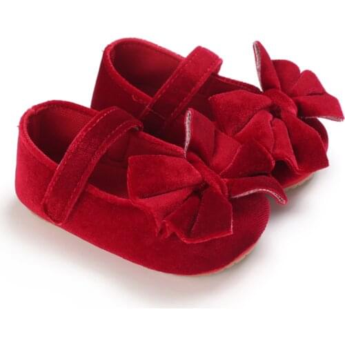 Ma&Baby 0-12M Princess Newborn Baby Girl Shoes Cute Bow Velvet Crib Shoes Christmas Xmas Gift