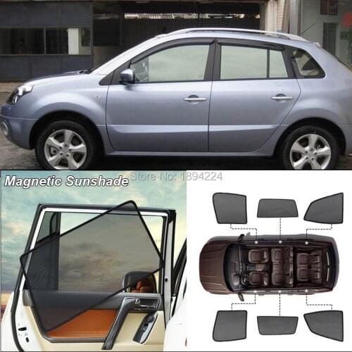 Car Full Side Windows Magnetic Sun Shade UV Protection Ray Blocking Mesh Visor For Renault Koleos 2010