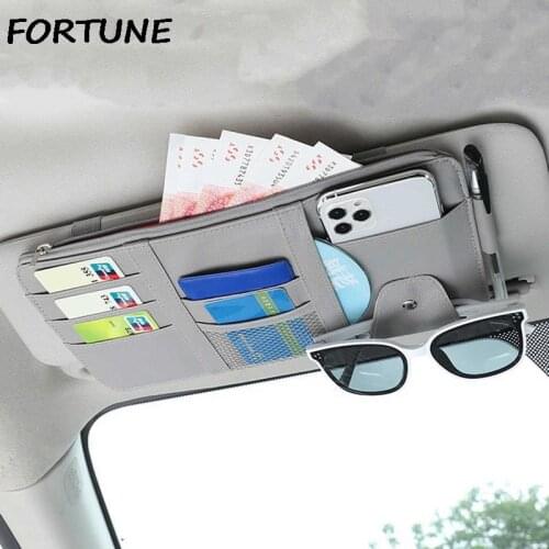 Multifunction Car Sun Visor Storage Bag Card Pocket Glasses Clip Wallet Phone Pen CD Holder For Automobile Interior Accessories