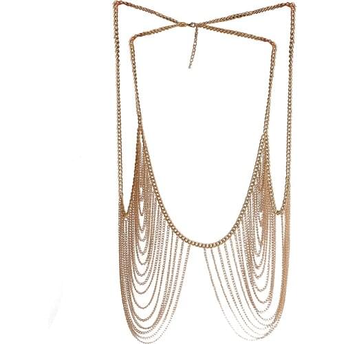 Multi-layer Tassel Shoulder Body Chains Jewelry Bra Sexy Lingerie for Beach