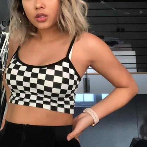 Fashion Stretch Sexy Ladies Crop Tops Women Plaid Tank Tops Slim Backless Short Vest Tops Bustier Unpadded Bandeau Bra Vest