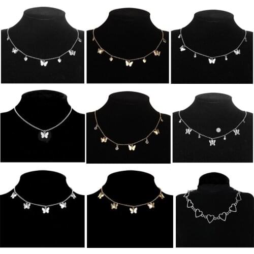 Fashion Necklaces Butterfly Necklace for Women Vintage Multilayer Moon Star Charm Choker Necklaces Boho Pendant Jewelry