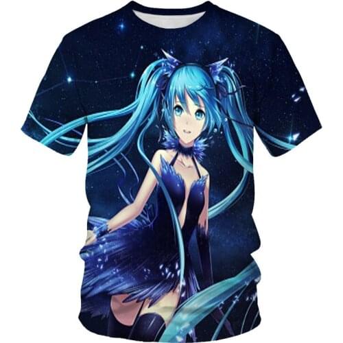 2021 Summer Mens Short Sleeve T-shirt 3D Anime Cartoon Character Printed Shirt Casual Fashion Round Neck Top