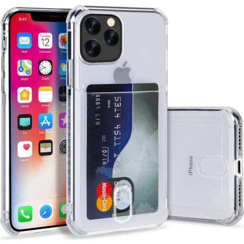 For iPhone 11 Pro Max XR XS MAX X Crystal Clear Card Slot Soft Silicone Case Cover For iphone8 7 plus 6s plus 5s TPU soft coque