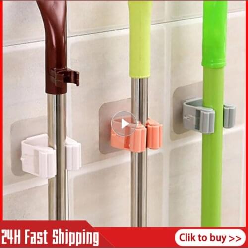 Wall Mounted Mop Organizer Holder Brush Broom Hanger Home Storage Rack Bathroom Suction Hanging Pipe Hooks Household Tools Home