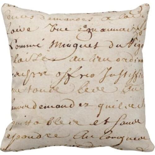 Emvency Throw Pillow Cover 1700S Vintage French Script Grunge Parchment Paper Decorative Pillow Case Retro Home Decor Square