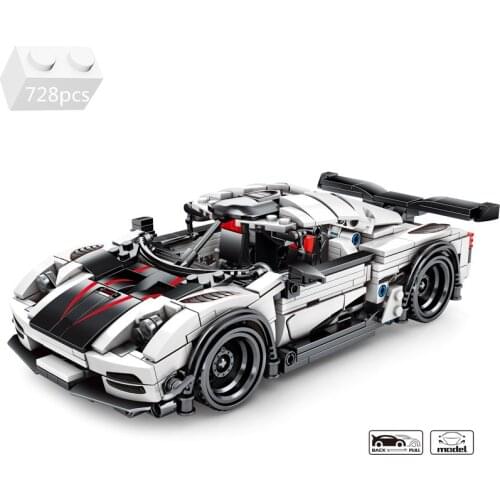 NEW High-tech Car Speed Champion Supercar Model Building Blocks Koenigsegged Ageras Pull Back Racing Vehicle Toys For Children