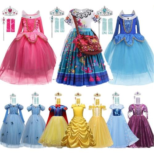 Princess Costume Halloween Carnival Cosplay Chidlren Girls Dress up Wedding Birthday Party Kids Dresses for Girls Size 4-10T