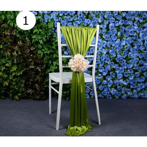 Outdoor wedding party event decor Chiavari banquet Chair cover ice silk handmade many color big flower Sash