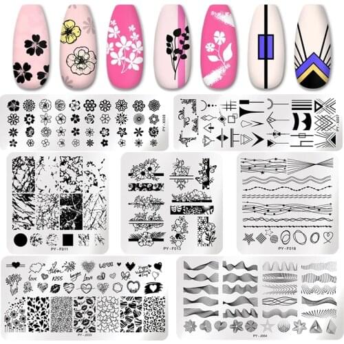 PICT YOU Flower Leaf Geometry Nail Stamping Plate Stainless Steel Nail Image Plate Stencil Tools DIY Printing Stamp Template
