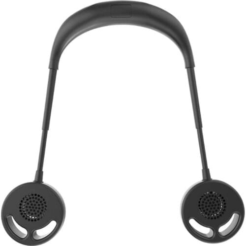 Hands-free Hanging Neck USB Leafless Rechargeable Refrigeration Telescopic Folding Dual Fan Summer Portable Fan