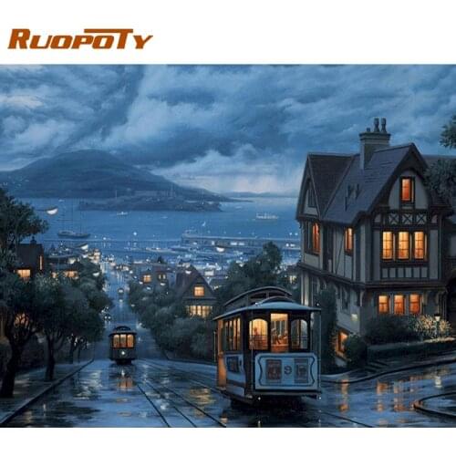 RUOPOTY 60x75cm Frame Painting By Number For Adults City Scenery Picture By Numbers Acrylic Paint On Canvas Home Decors Artcraft